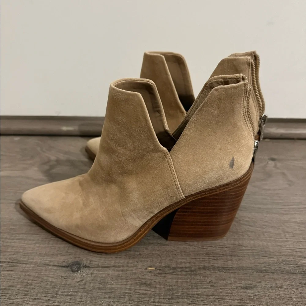 Vince Camuto Tan Suede Ankle Booties - Picture 5 of 7